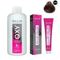 Ollin Professional Ollin Color - Набор (Перманентная крем-краска для волос, оттенок 7/00 русый глубокий, 100 мл + Окисляющая эмульсия Oxy 3%, 150 мл) ollin performance oxidizing emulsion oxy 6% 20 vol окисляющая эмульсия 90 мл