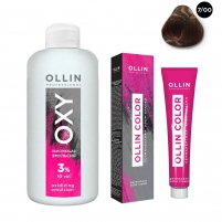 Фото Ollin Professional Ollin Color - Набор (Перманентная крем-краска для волос, оттенок 7/00 русый глубокий, 100 мл + Окисляющая эмульсия Oxy 3%, 150 мл)