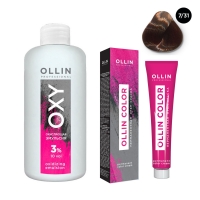 Ollin Professional Ollin Color - Набор (Перманентная крем-краска для волос, оттенок 7/31 русый золотисто-пепельный, 100 мл + Окисляющая эмульсия Oxy 3%, 150 мл) ollin performance oxidizing emulsion oxy 6% 20 vol окисляющая эмульсия 90 мл