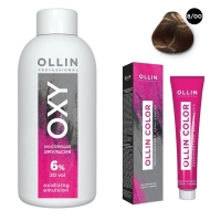 Ollin Professional Ollin Color - Набор (Перманентная крем-краска для волос, оттенок 8/00 светло-русый глубокий, 100 мл + Окисляющая эмульсия Oxy 6%, 150 мл) бусины деревянные d 6 мм набор 15 гр без покрытия