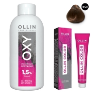 Ollin Professional Ollin Color - Набор (Перманентная крем-краска для волос, оттенок 8/21 светло-русый фиолетово-пепельный, 100 мл + Окисляющая эмульсия Oxy 1,5%, 150 мл)