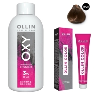 Ollin Professional Ollin Color - Набор (Перманентная крем-краска для волос, оттенок 8/21 светло-русый фиолетово-пепельный, 100 мл + Окисляющая эмульсия Oxy 3%, 150 мл)