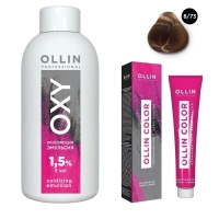 Ollin Professional Ollin Color - Набор (Перманентная крем-краска для волос, оттенок 8/73 светло-русый коричнево-золотистый, 100 мл + Окисляющая эмульсия Oxy 1,5%, 150 мл) бизорюк масло массажное для тела и волос гинкго билоба и жожоба 60