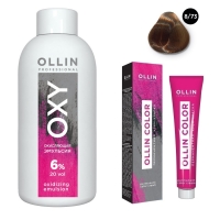 Ollin Professional Ollin Color - Набор (Перманентная крем-краска для волос, оттенок 8/73 светло-русый коричнево-золотистый, 100 мл + Окисляющая эмульсия Oxy 6%, 150 мл)