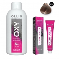 Фото Ollin Professional Ollin Color - Набор (Перманентная крем-краска для волос, оттенок 9/26 блондин розовый, 100 мл + Окисляющая эмульсия Oxy 6%, 150 мл)