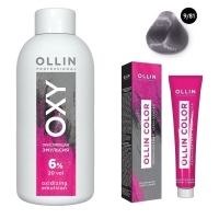 Ollin Professional Ollin Color - Набор (Перманентная крем-краска для волос, оттенок 9/81 блондин жемчужно-пепельный, 100 мл + Окисляющая эмульсия Oxy 6%, 150 мл) эмульсия для волос wella