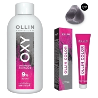 Ollin Professional Ollin Color - Набор (Перманентная крем-краска для волос, оттенок 9/81 блондин жемчужно-пепельный, 100 мл + Окисляющая эмульсия Oxy 9%, 150 мл) эмульсия для волос wella