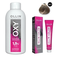 Ollin Professional Ollin Color - Набор (Перманентная крем-краска для волос, оттенок 10/1 светлый блондин пепельный, 100 мл + Окисляющая эмульсия Oxy 1,5%, 150 мл) бизорюк масло массажное для тела и волос гинкго билоба и жожоба 60