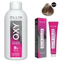 Фото Ollin Professional Ollin Color - Набор (Перманентная крем-краска для волос, оттенок 10/31 светлый блондин золотисто-пепельный, 100 мл + Окисляющая эмульсия Oxy 9%, 150 мл)