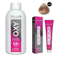 Ollin Professional Ollin Color - Набор (Перманентная крем-краска для воло, оттенок 10/5 светлый блондин махагоновый, 100 мл + Окисляющая эмульсия Oxy 1,5%, 150 м) kapous крем эмульсия 9% hyaluronic cremoxon с гиалуроновой кислотой 150