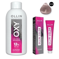 Ollin Professional Ollin Color - Набор (Перманентная крем-краска для воло, оттенок 11/21 специальный блондин фиолетово-пепельный, 100 мл + Окисляющая эмульсия Oxy 12%, 150 мл) окисляющая крем эмульсия silk touch