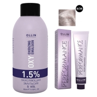 Ollin Professional Performance - Набор (Перманентная крем-краска для волос, оттенок 9/26 блондин розовый, 60 мл + Окисляющая эмульсия Oxy 1,5%, 90 мл) окисляющая крем эмульсия silk touch