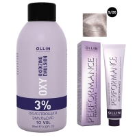 Ollin Professional Performance - Набор (Перманентная крем-краска для волос, оттенок 9/26 блондин розовый, 60 мл + Окисляющая эмульсия Oxy 3%, 90 мл) kapous крем эмульсия 9% hyaluronic cremoxon с гиалуроновой кислотой 1050