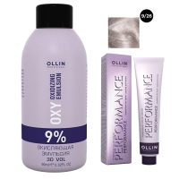 Ollin Professional Performance - Набор (Перманентная крем-краска для волос, оттенок 9/26 блондин розовый, 60 мл + Окисляющая эмульсия Oxy 9%, 90 мл) baco color collection крем краска с гидролизатами шелка b5 0sk 5 0sk светлый каштан 100 мл baco silkera