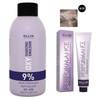 Ollin Professional Performance - Набор (Перманентная крем-краска для волос, оттенок 9/31 блондин золотисто-пепельный, 60 мл + Окисляющая эмульсия Oxy 9%, 90 мл) рассея мягкое мыло чёрное для волос и тела для бани и душа 400