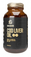 Grassberg - Биологически активная добавка к пище Cod Liver Oil 410 мг + витамины D, A, E , 60 капсул - фото 1