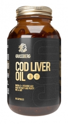 Фото Grassberg - Биологически активная добавка к пище Cod Liver Oil 410 мг + витамины D, A, E , 60 капсул