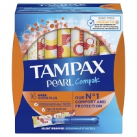 

Tampax Compak Pearl - Гигиенические женские тампоны с аппликатором супер плюс №16, 16 шт