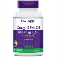 Natrol - Рыбий жир омега-3 со вкусом лимона 1000 мг, 60 капсул norwegian fish oil омега 3 со вкусом лимона 250 мл