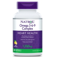 Natrol - Комплекс омега 3-6-9 со вкусом лимона, 60 капсул natrol рыбий жир омега 3 1200 мг 60 капсул