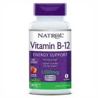Natrol - Витамин B-12 быстрорастворимый со вкусом клубники 5000 мкг, 100 таблеток витаниум аскорбиновая кислота витамин с со вкусом апельсина