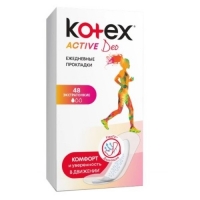 Kotex - Ежедневные гигиенические экстратонкие прокладки Active Deo, 48 шт