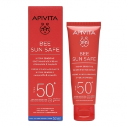 Фото Солнцезащитный успокаивающий крем для чувствительной кожи лица SPF50+, 50 мл