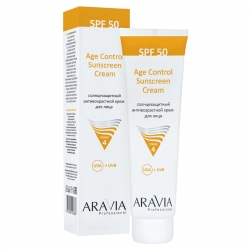 Фото Aravia Professional - Cолнцезащитный антивозрастной крем для лица Age Control Sunscreen Cream SPF 50, 100 мл