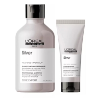 L'Oreal Professionnel - Набор для нейтрализации желтизны седых волос Silver (шампунь 300 мл + кондиционер 200 мл) your body набор hyaluronic шампунь кондиционер