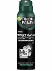 Фото Garnier - Дезодорант-спрей для мужчин "Эффект магния" Ультрасухость 72 часа, 150 мл