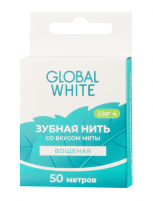Фото Global White - Вощеная зубная нить со вкусом мяты, 50 м