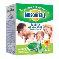 Фото MOSQUITALL - Комплект "Защита для всей семьи 30 ночей": электрофумигатор + жидкость от комаров, 30 мл