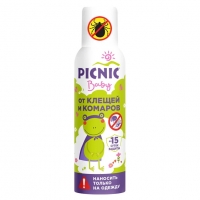 PICNIC - Аэрозоль для обработки детской одежды от клещей и комаров, 125 мл