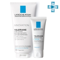 La Roche Posay - Набор Sensitive для чувствительной кожи (увлажняющий крем с легкой текстурой 40 мл + очищающий гель для 200 мл) зубная паста pomorin regular sensitive ежедневный уход за чувствительными зубами 100 мл