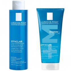 Фото Набор для очищения жирной проблемной кожи (очищающий пенящийся гель 200 мл + лосьон для сужения пор 200 мл)