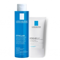 Фото Набор для матирования жирной проблемной кожи (увлажняющая, матирующая эмульсия 40 мл + лосьон для сужения пор 200 мл)