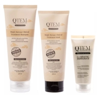 Qtem - Набор для восстановления волос: шампунь 220 мл + маска 200 мл + желе 100 мл qtem ежедневный интенсивный восстанавливающий шампунь magic korean clinical treatment 220 мл