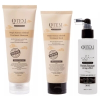 Qtem - Набор для восстановления волос: шампунь 220 мл + маска 200 мл + спрей 150 мл лак для волос olivia сильная фиксация с экстрактом жожоба набор 2 штуки 250 мл