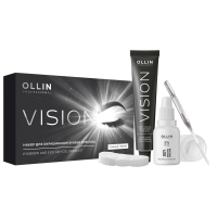 Ollin Professional - Набор для окрашивания бровей и ресниц, Холодно-коричневый женский макияж инструмент для бровей шаблон 8 шт