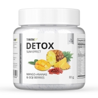 1Win - Дренажный напиток Detox Slim Effect с ягодами годжи, вкус манго-ананас, 32 порции, 80 г 1win дренажный напиток detox slim effect с ягодами годжи вкус манго ананас 32 порции 80 г