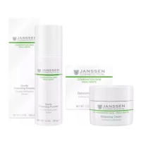 Janssen Cosmetics - Набор средств для комбинированной кожи: пудра 100 г + крем 50 мл domix крем пенка очищающая для век с наносеребром и экстрактом лимона 200 мл 2шт