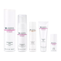 Фото Janssen Cosmetics - Набор для очищения и восстановления чувствительной кожи: мусс 150 мл + тоник 200 мл + крем для век 15 мл + бальзам 100 мл + лосьон 100 мл