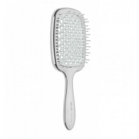 Janeke - Щетка Super Brush Rectangular для волос, серебристая с белым, 21,5 x 9 x 3,5 см - фото 1