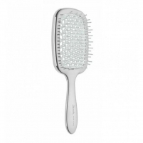 Фото Janeke - Щетка Super Brush Rectangular для волос, серебристая с белым, 21,5 x 9 x 3,5 см