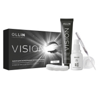 Ollin Professional - Набор для окрашивания бровей и ресниц, черный коробка‒пенал