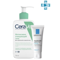 CeraVe - Набор: Очищающий гель CeraVe для нормальной и жирной кожи, 236 мл + Toleriane Sensitive Легкий крем для нормальной и комбинированной кожи, 40 мл - фото 1