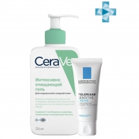 Фото CeraVe - Набор: Очищающий гель CeraVe для нормальной и жирной кожи, 236 мл + Toleriane Sensitive Легкий крем для нормальной и комбинированной кожи, 40 мл