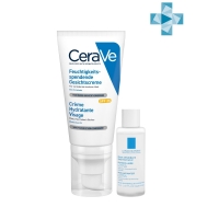 CeraVe - Набор: Увлажняющий лосьон CeraVe для нормальной и сухой кожи лица SPF 25, 52 мл + Мицеллярная вода La Roche-Posay Ultra для чувствительной кожи, 15 мл - фото 1
