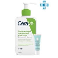 CeraVe - Набор: Увлажняющий очищающий крем-гель CeraVe для нормальной и сухой кожи, 236 мл + Легкий крем Hydraphase HA для обезвоженной кожи лица, 3 мл - фото 1