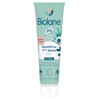 Biolane - Органическая зубная паста 2 в 1 для первых зубов (клубника), 50 мл зубная паста garda silk с гидроксиапатитом для чувствительных зубов и десен